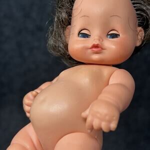 Vintage Furga Italy 9201 Baby Doll 6 Inch Blue Sleep Eyes Rooted Hair Rattles